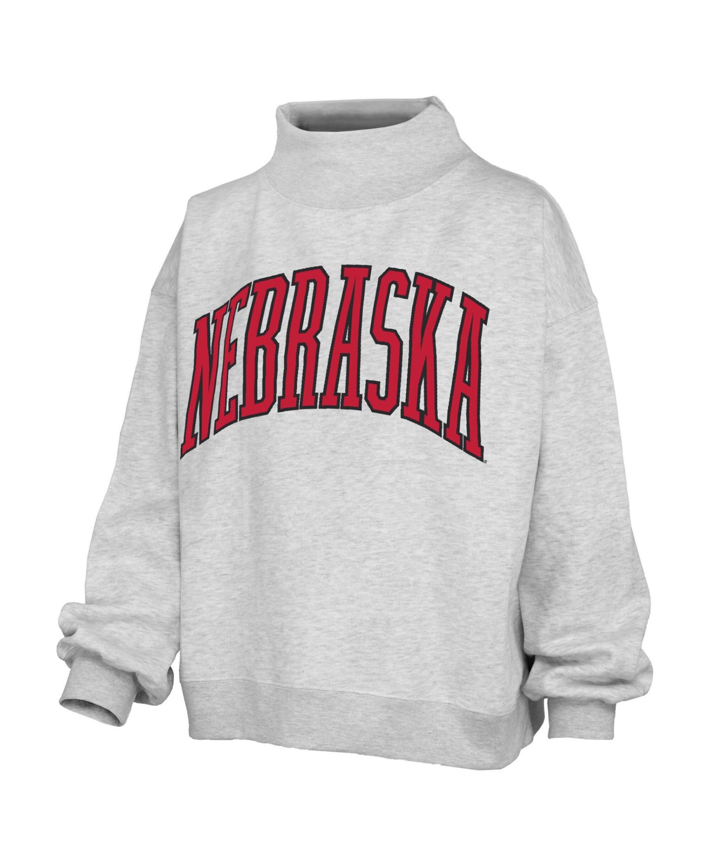 Женский свитшот Pressbox Ash Nebraska Huskers Oversized Nelson Mock Neck — фото 3