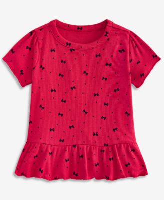 Baby Girls' 3M-24M Mix & Match Short-Sleeve Bow-Print Rib Peplum Top