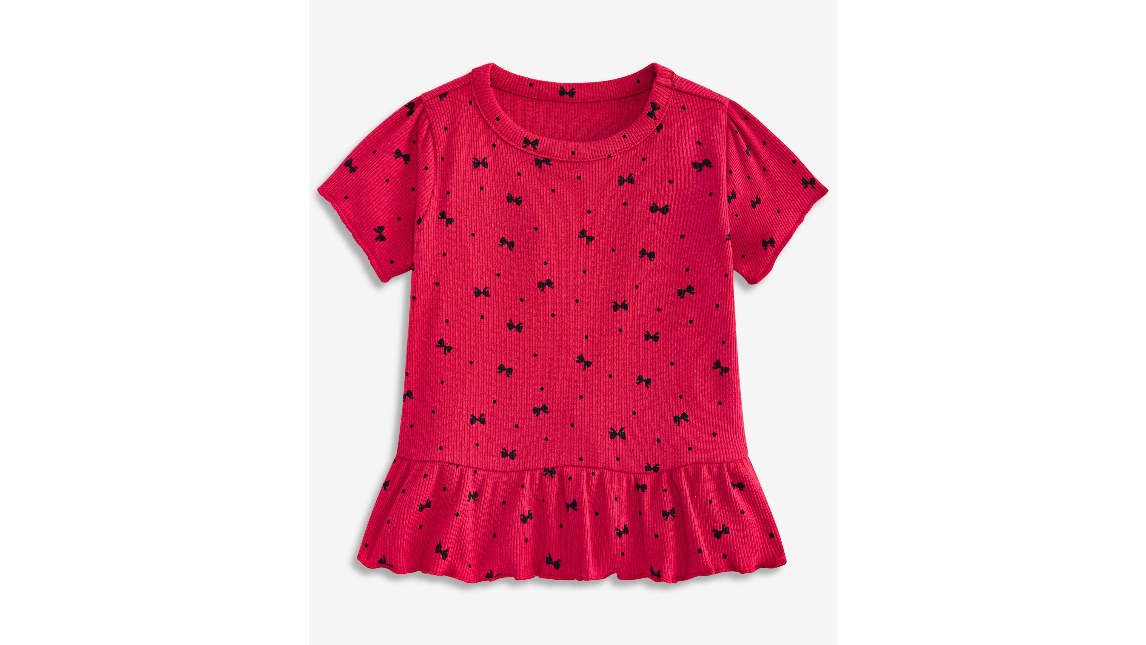 First Impressions Baby Girls' 3M-24M Mix & Match Short-Sleeve Bow-Print Rib Peplum Top, Macy's Exclusive