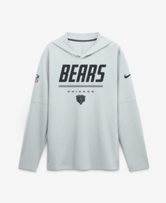 Men's Platinum Chicago Bears Sideline Lightweight Long Sleeve Hooded Dri-FIT T-Shirt