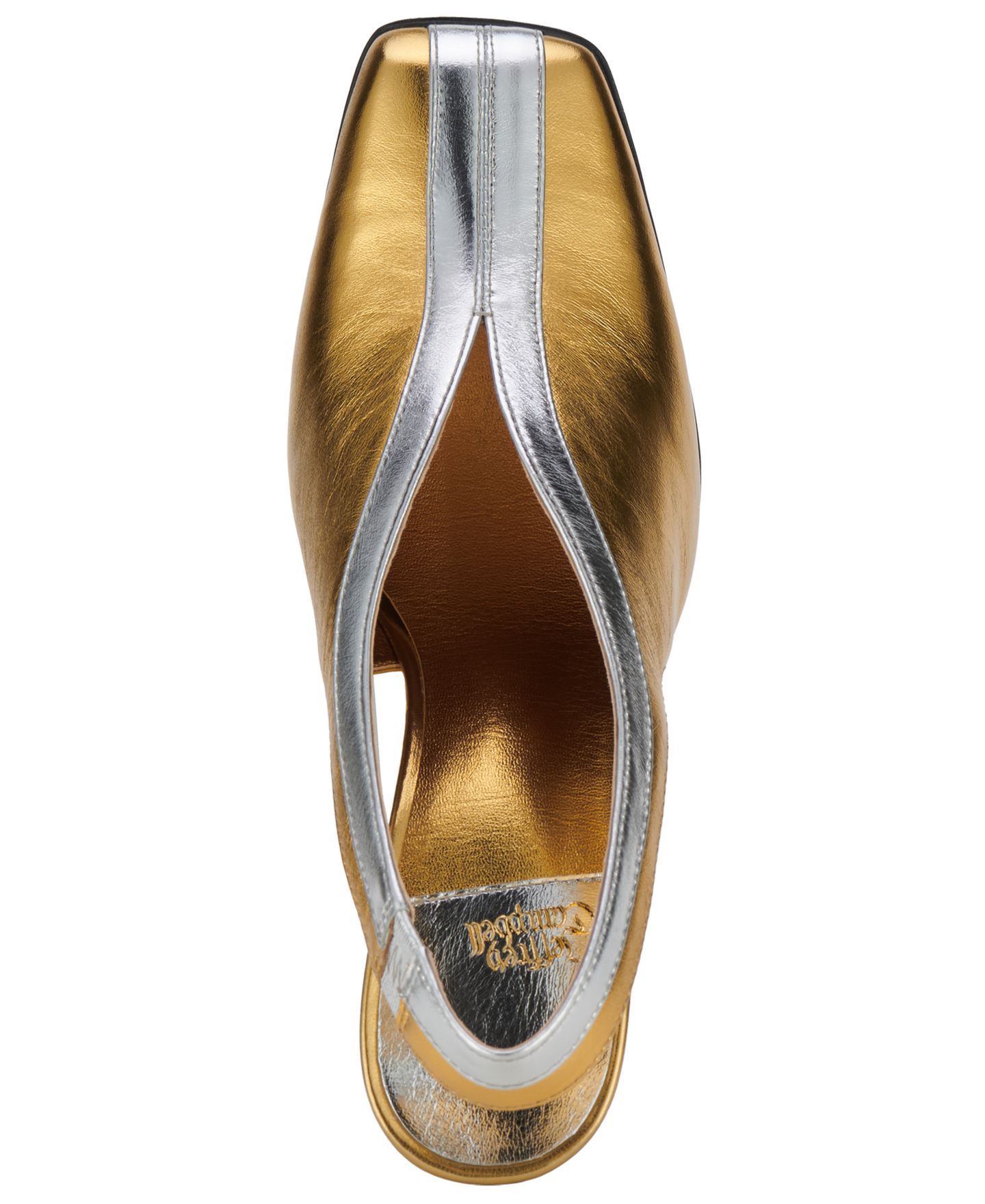 Женские туфли Jeffrey Campbell Straits Slingback Wedge Pumps, цвет: Золотой / Серебряный комбинированный — фото 4