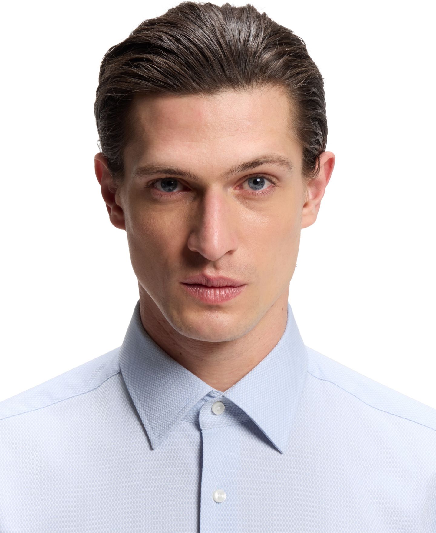 Мужская рубашка Hugo Boss Stretch-Cotton Dobby Regular-Fit Dress Shirt, цвет: Синий — фото 5
