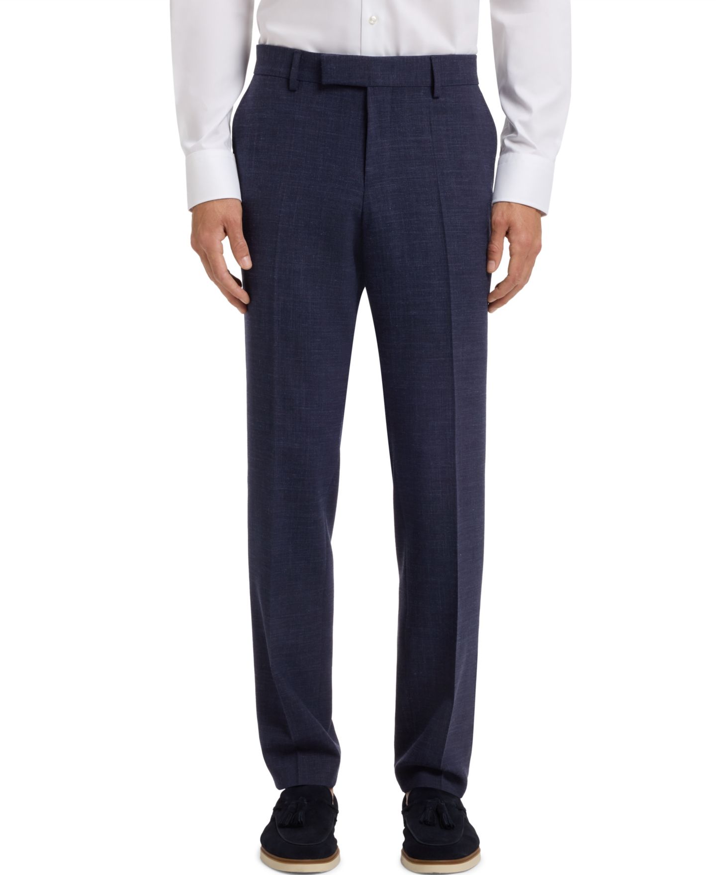 Мужские брюки Hugo Boss BOSS by Melange Stretch Slim-Fit, цвет: Тёмный синий — фото 1