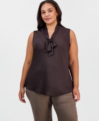 Plus Size Audrey Tie-Front Sleeveless Blouse