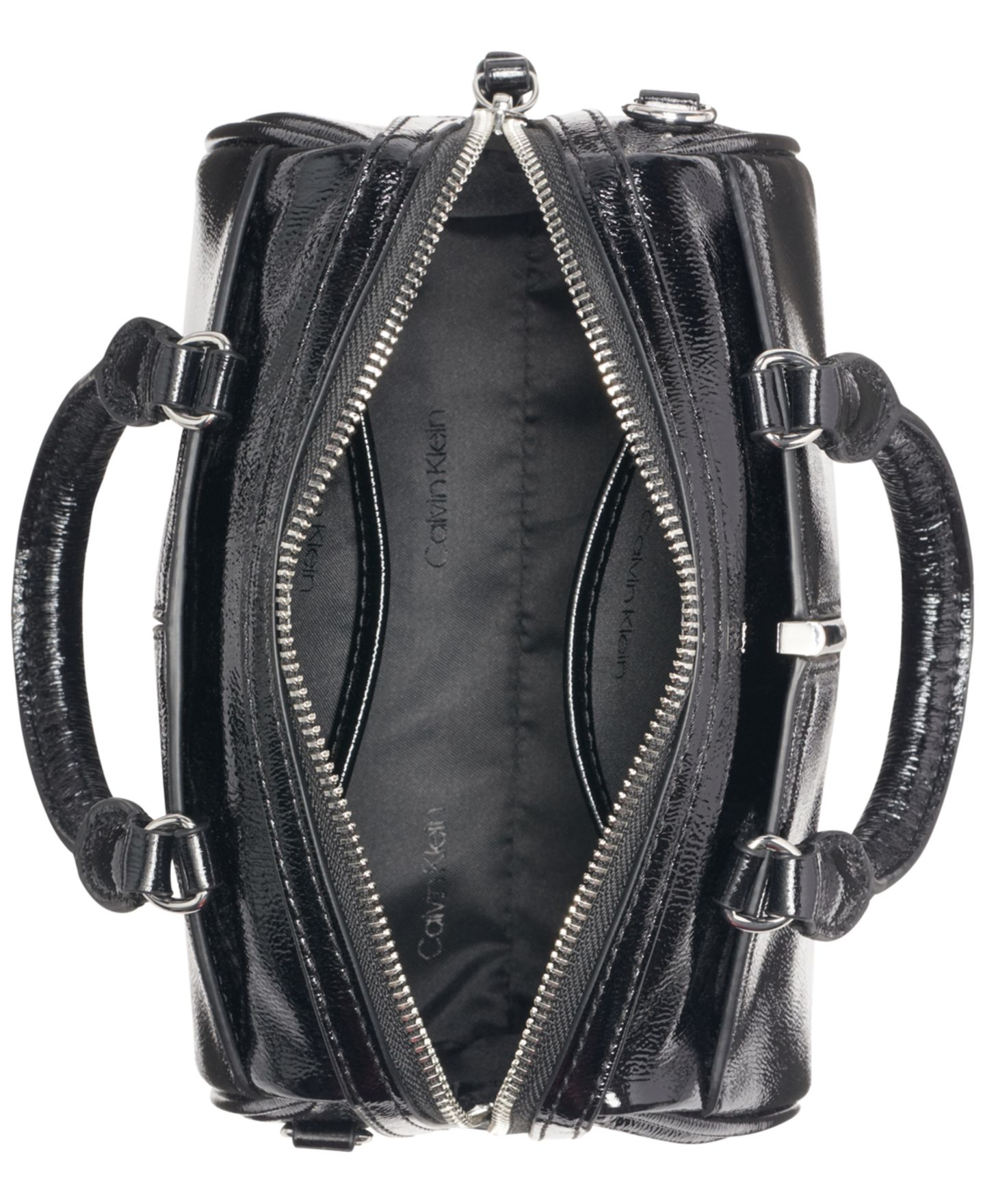 Женская сумка Calvin Klein Genevieve Patent Mini Crossbody Handbag, цвет: Чёрный / Серебряный — фото 4