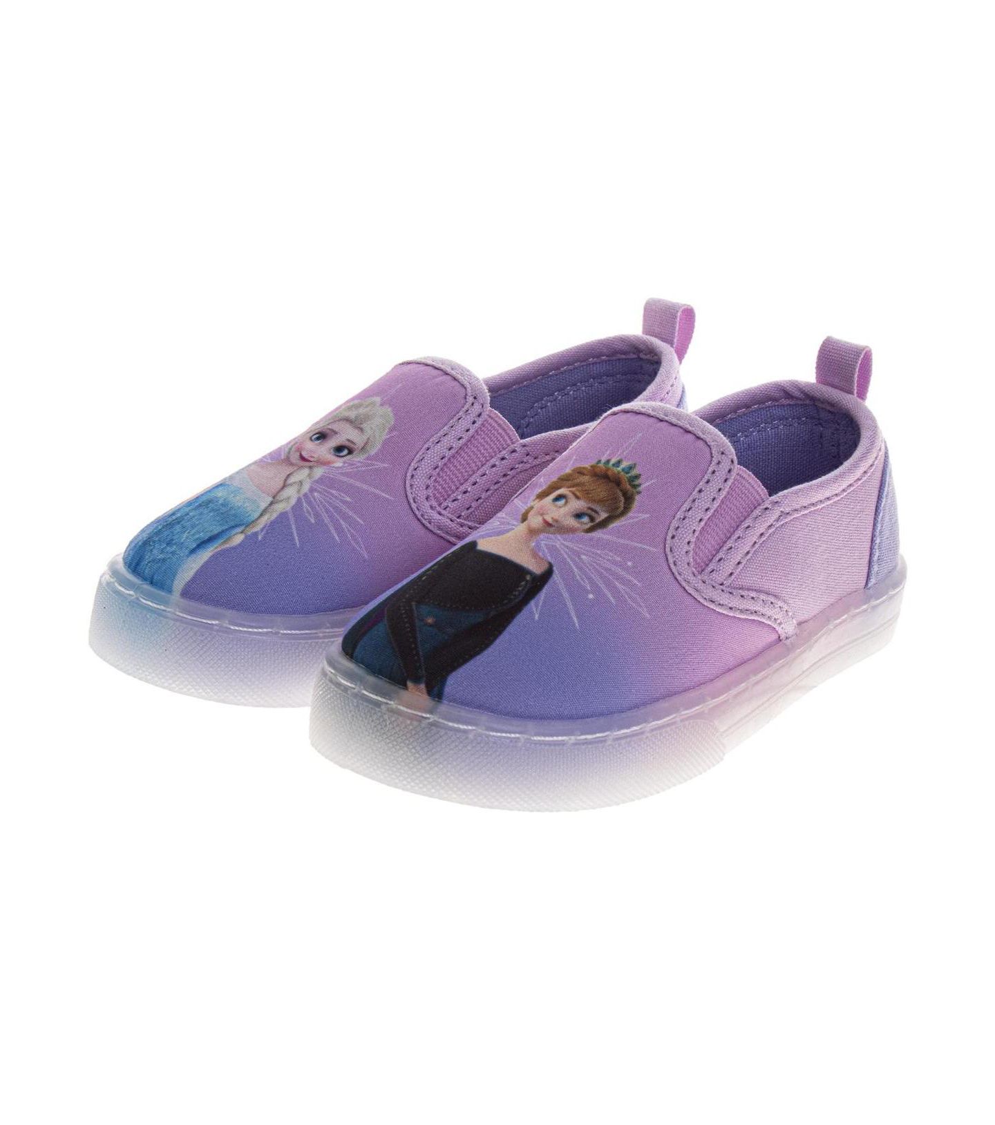 Детские кроссовки Disney Frozen Design Elsa and Anna Slip On Canvas Girls Easy Wear Style Glitter Everyday Comfort, цвет: Розовый сиреневый — фото 6