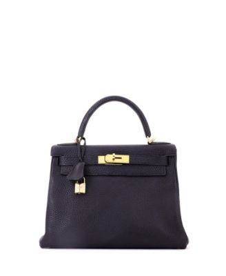 Kelly 28 Handbag Black Togo with Gold Hardware