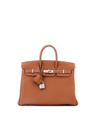 Birkin 25 Handbag Brown Togo with Palladium Hardware