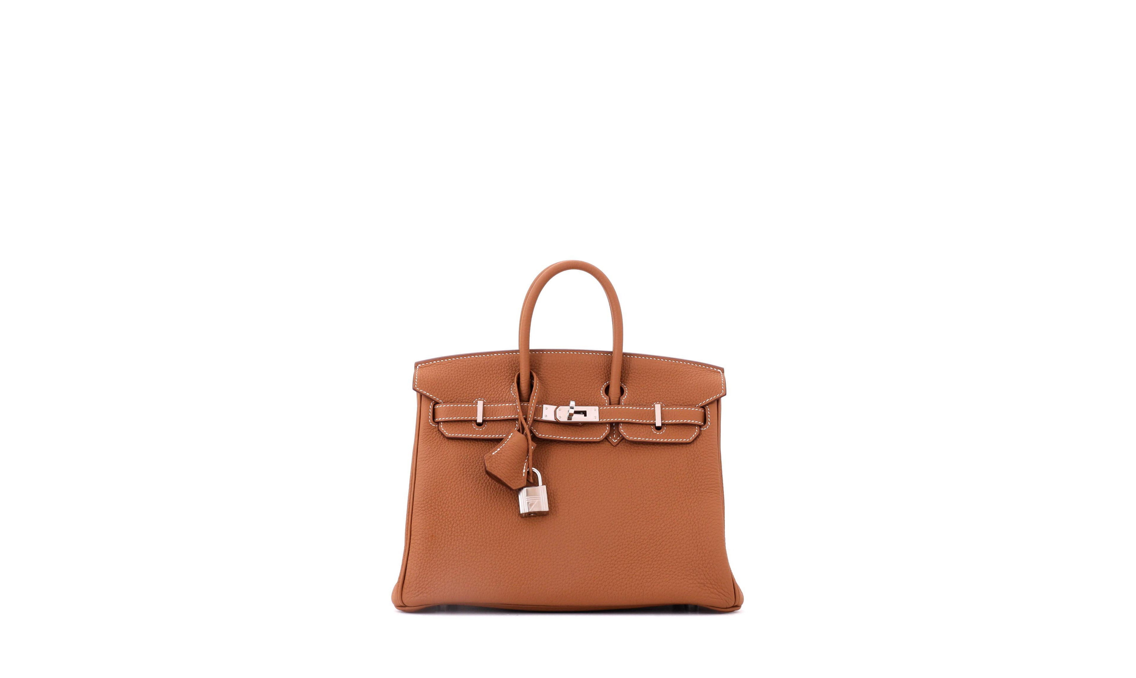 Pre-Owned HERMES Birkin 25 Handbag Brown Togo with Palladium Hardware