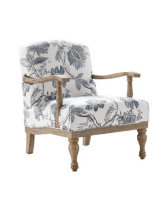 Ode 27.75"With Farmhouse Floral Accent Chair with Solid Wood Frame