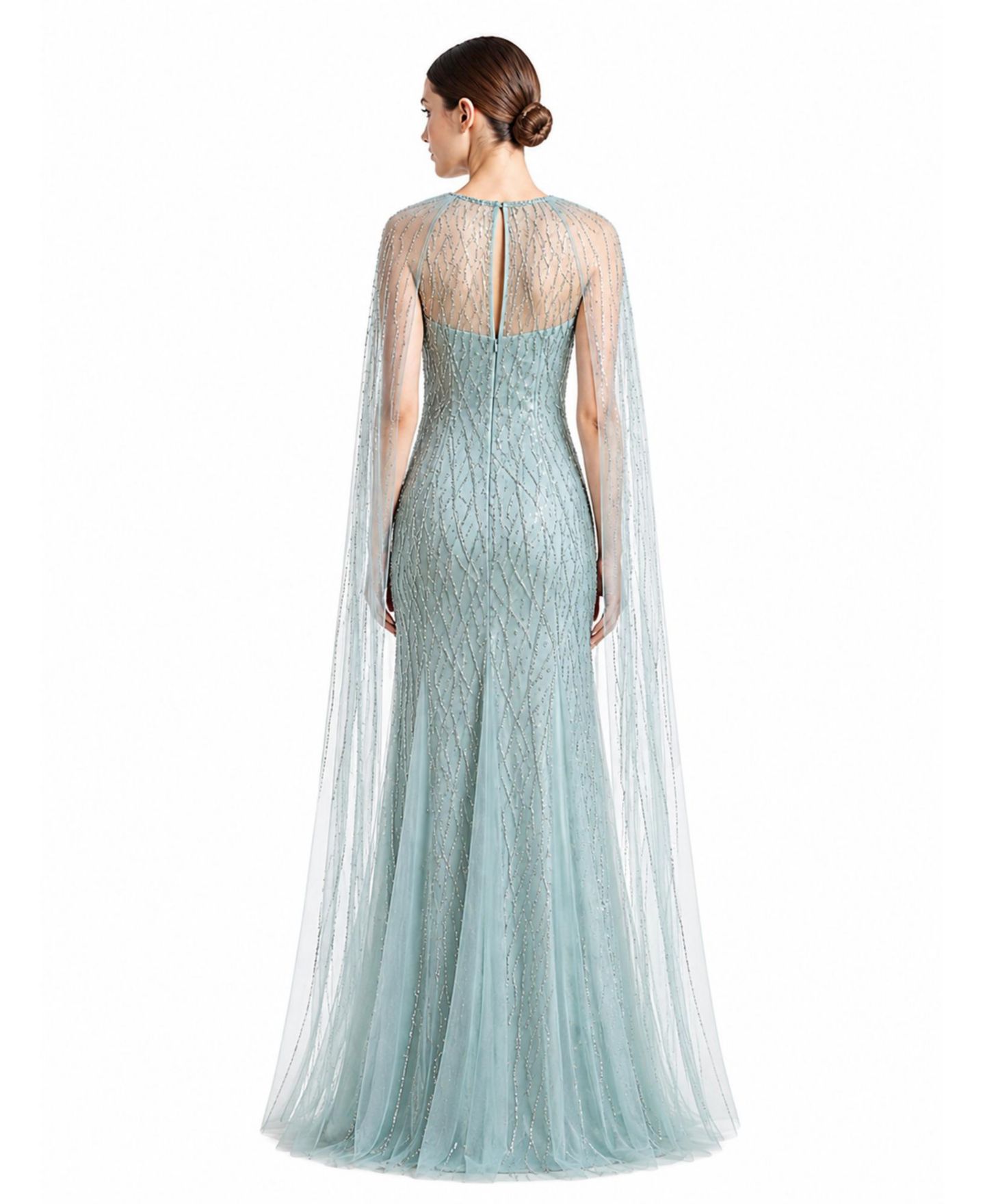 Женское платье Lara Elegant Beaded Dress with Long Cape, цвет: Пыльный зелёный — фото 2