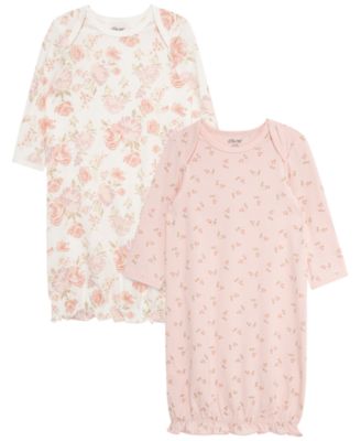 Baby Girls' Long-Sleeve Floral Sleeper Gowns, 2-Pack