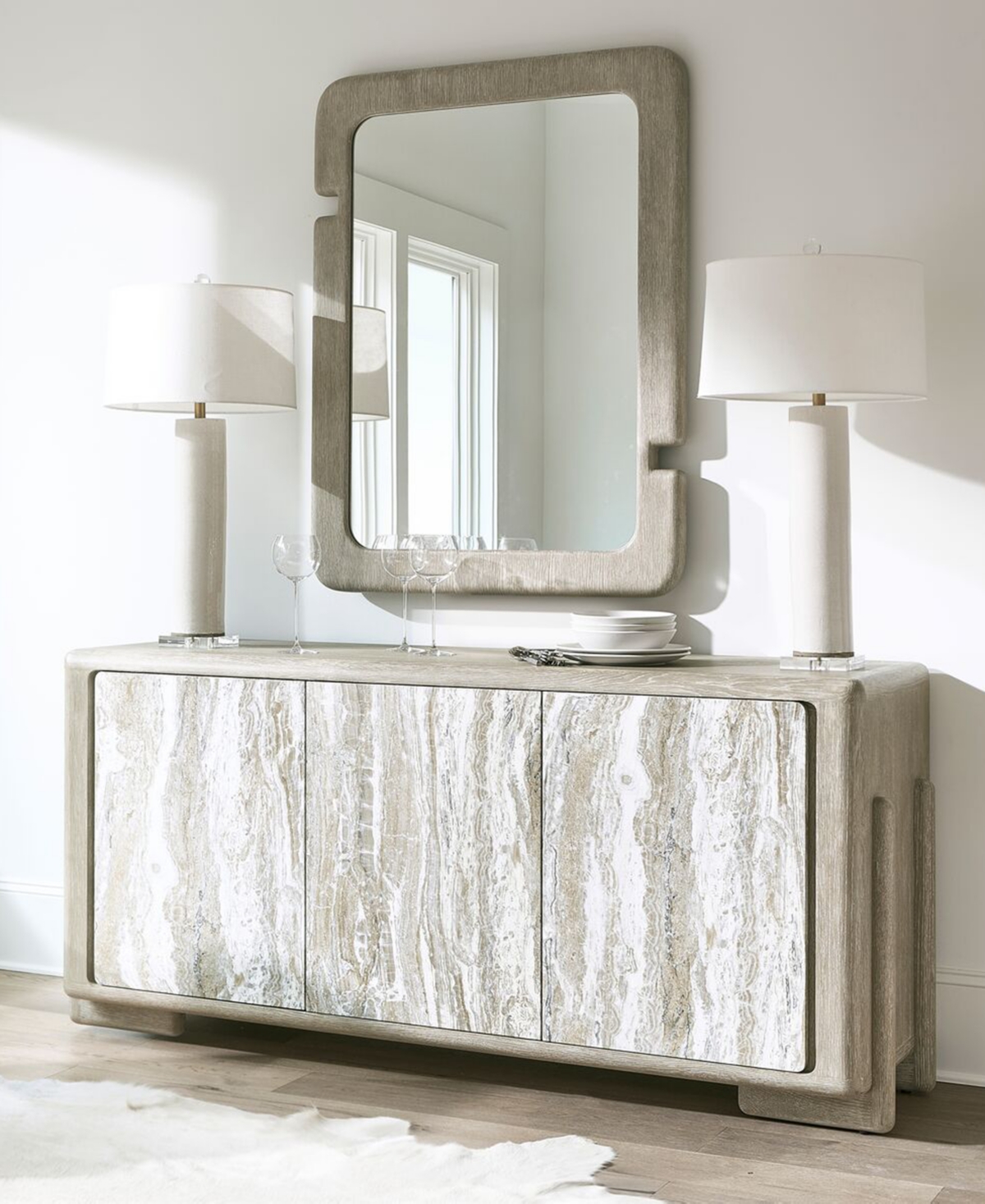 Bernhardt Arcadia 34" Wood 3-Door Stone Buffet