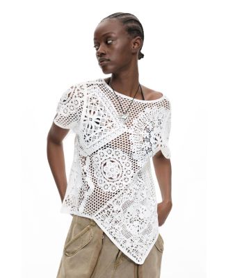 Women's Asymmetric crochet t-shirt