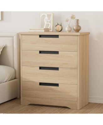 4-Drawer Dresser for Bedroom,Chest of Drawers with Embedded Handles Design, Wooden Dresser Organizer for Living Room, Hallway and Entryway