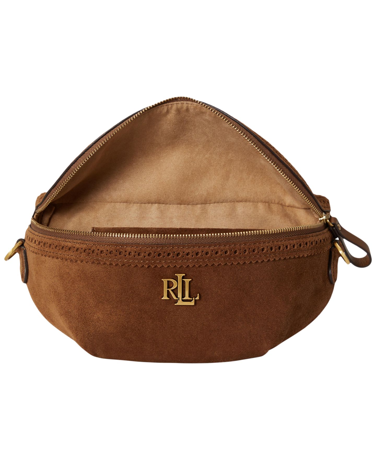Женская сумка Lauren Ralph Lauren Suede Marcy Small Belt Handbag, цвет: Светлый табачный — фото 7
