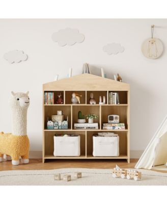 Toy Storage Organizer 8 Cubes Bookshelf with Roof Top