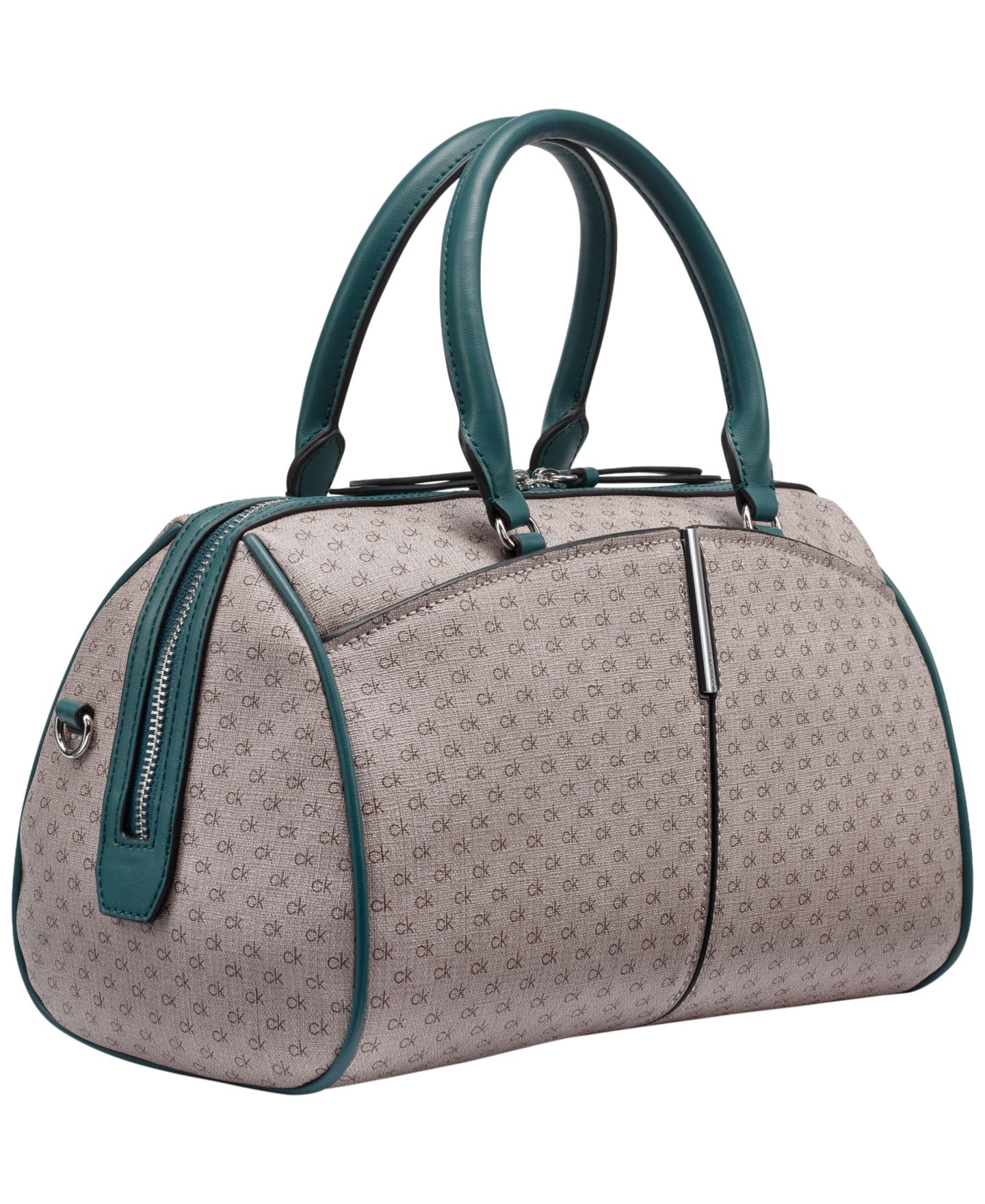 Женская сумка Calvin Klein Genevieve Small Satchel Handbag, цвет: Серо-коричневый / Бирюзовый — фото 3