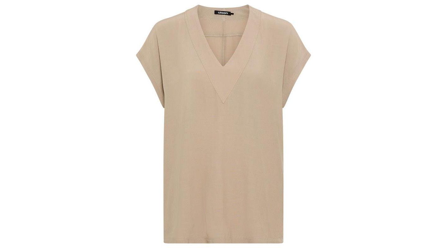 Женская блузка Olsen Solid V-Neck, цвет: Пустынный каменный — фото 3