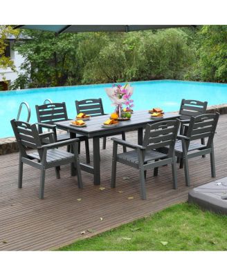 7-Piece All-Weather HDPE Outdoor Dining Set with Table and Umbrella Hole