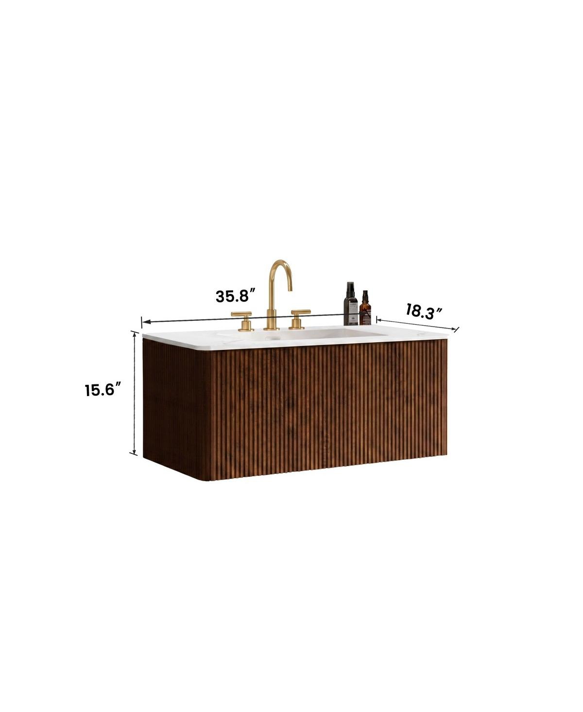 Sillysis 30" Modern Wall Mounted Bathroom Vanity with Carrara Integrated Ceramic Sink