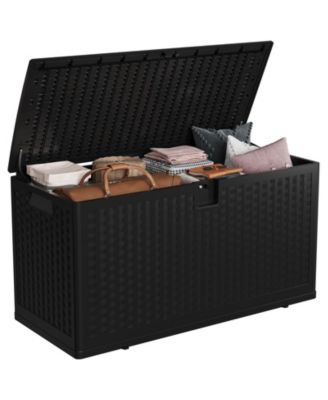73 Gallon Waterproof Outdoor Resin Deck Box - Lockable Storage Container with Handles for Patio Cushions, Garden Tools