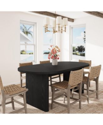 Farmhouse Oval Dining Table for 4-8 People, Sturdy Engineered Wood Double Pedestal Base, Ideal for Kitchen, Dining Room, Living Areas