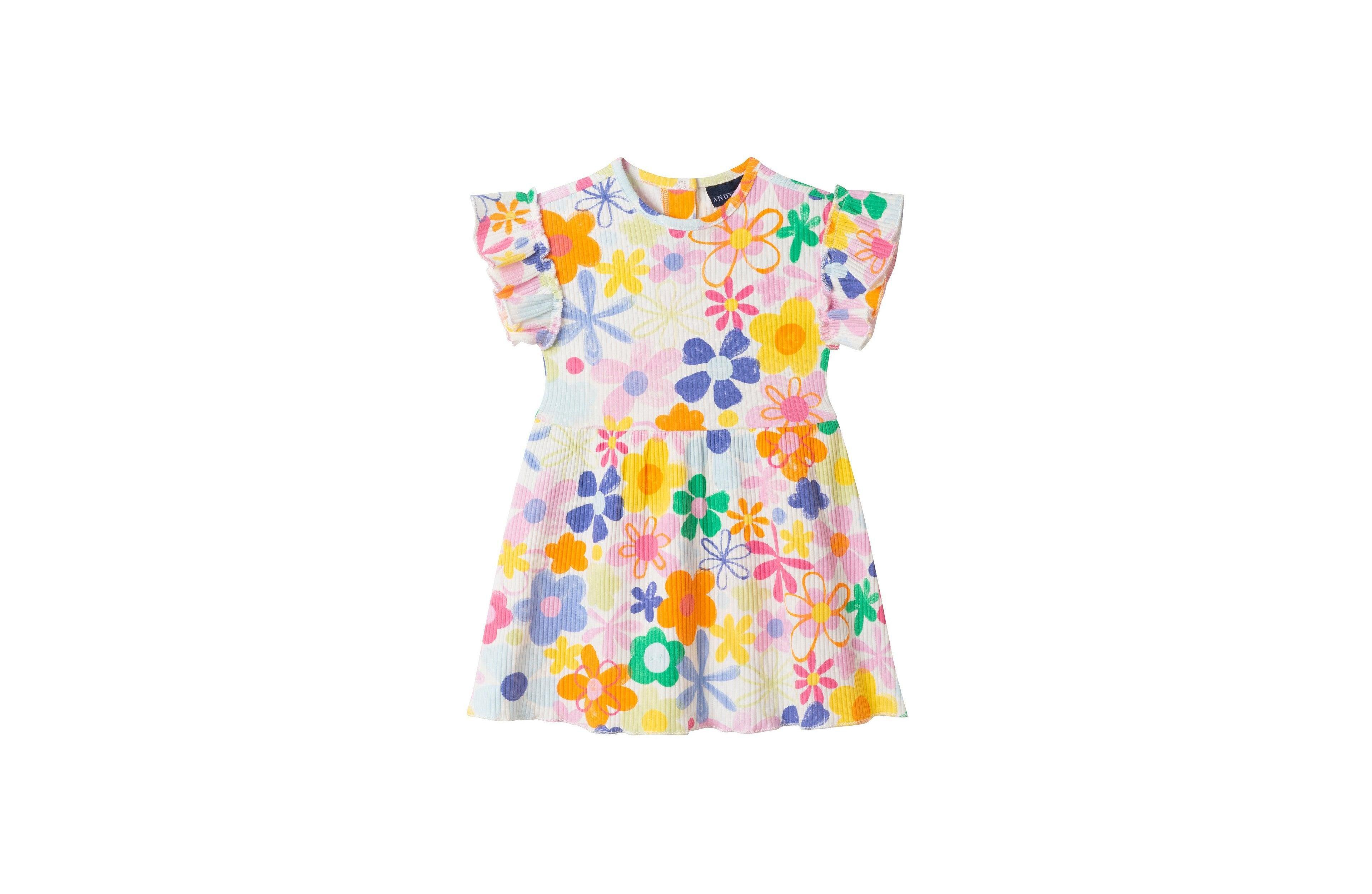 Andy & Evan Infant Girls (Size 3-6M to 18-24M ) Floral Printed Rib Dress