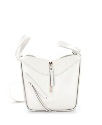 Compact Monochrome Hammock Bag Leather with Logo Jacquard Strap