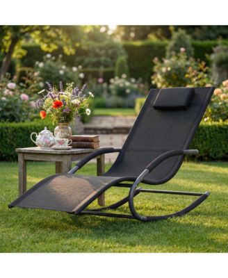 Outdoor Lounge Chairs, Patio Lounger with Breathable Tesla Fabric and 300 Lb Capacity for Poolside or Lawn