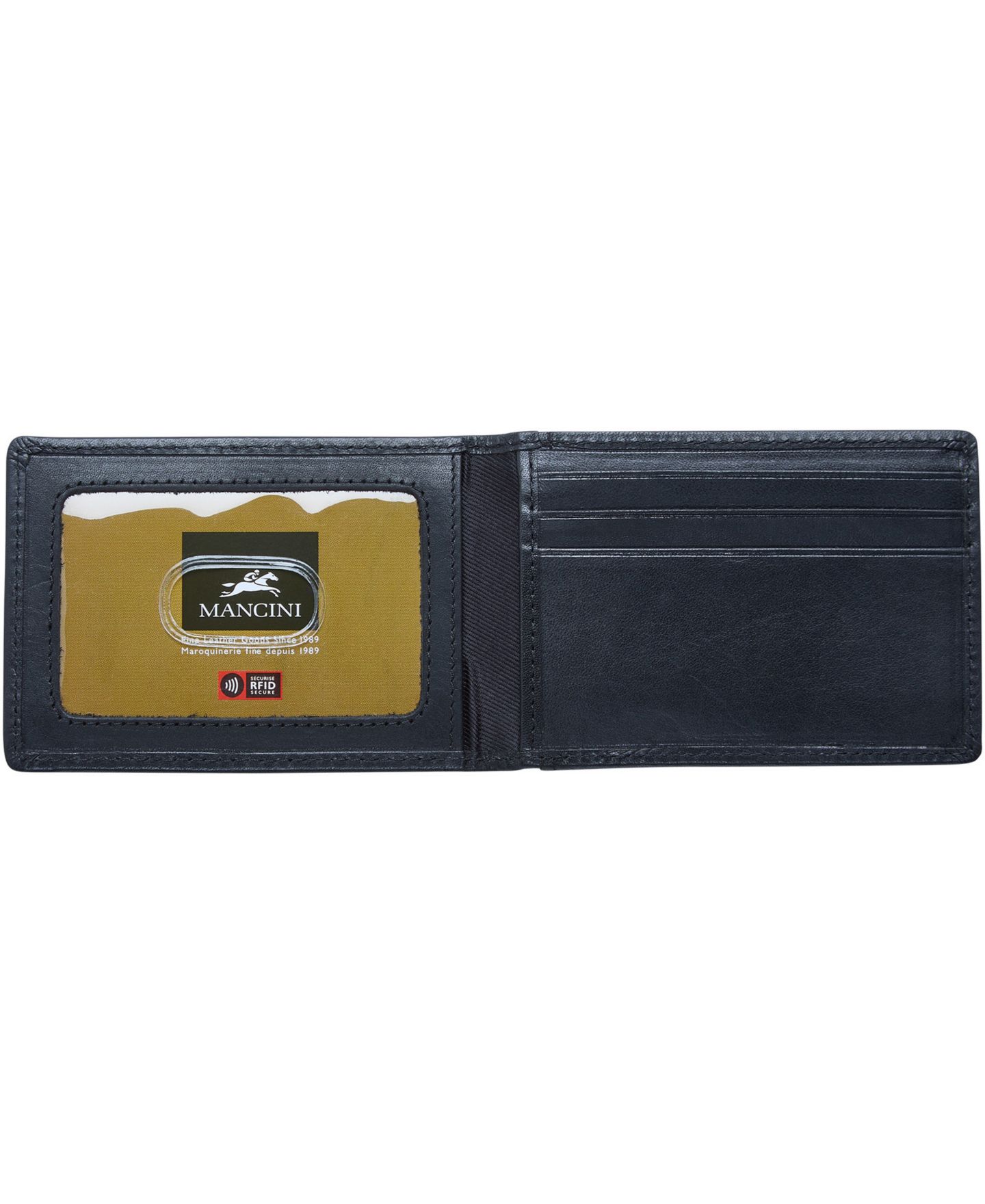 Мужские кошельки Mancini Boulder Collection RFID Secure Billfold with Removable Center Wing Passcase, цвет: Чёрный — фото 3