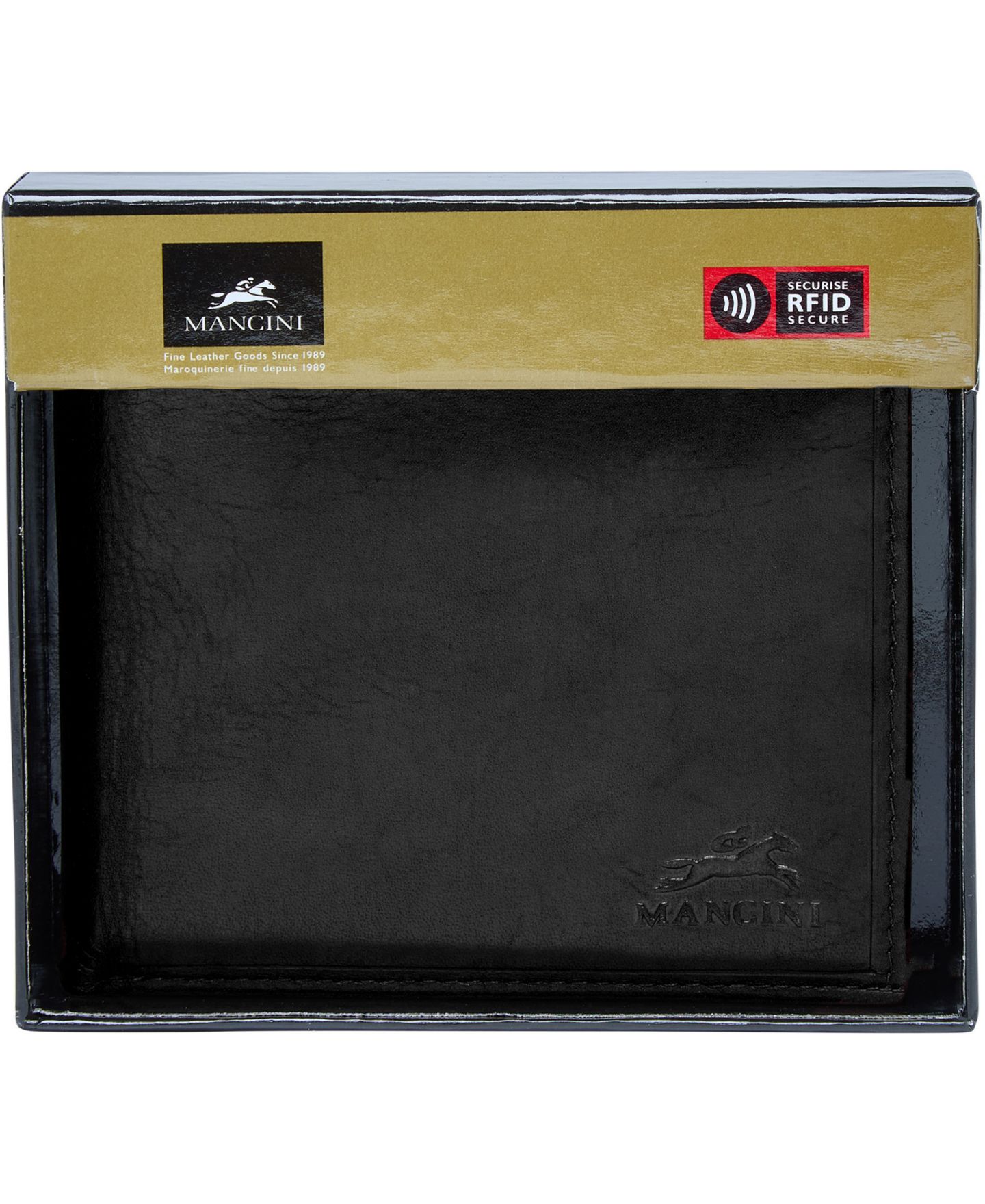 Мужские кошельки Mancini Boulder Collection RFID Secure Billfold with Removable Left Wing Passcase, цвет: Чёрный — фото 6