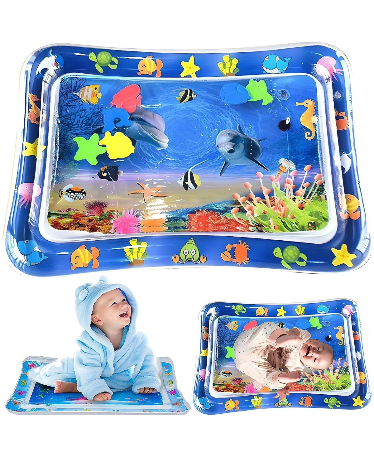 Cowin Tummy Time Baby Water Mat Inflatable Baby Toys for 3 6 12 Months