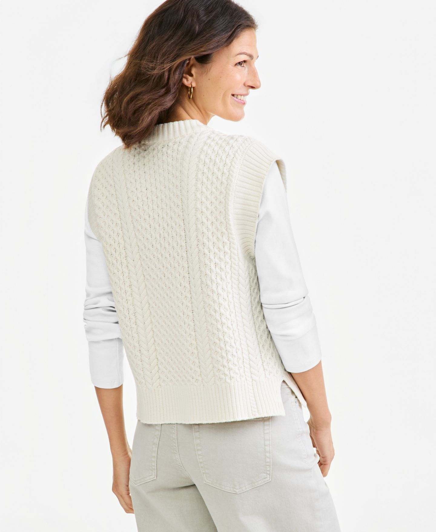 Женский жилет Style & Co Cable-Knit Crewneck Sweater Vest, цвет: Palomino — фото 3