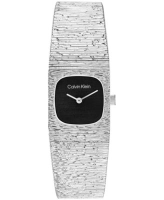 Women's Sophisticated Square Silver-Tone Stainless Steel Mesh Bracelet Watch 20mm