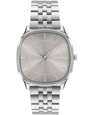 Men's CK Shape Silver-Tone Stainless Steel Bracelet Watch 37mm