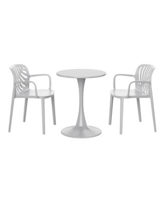 3-Piece Outdoor Indoor Metal Patio Dining Table Set With Stackable Patio Chairs