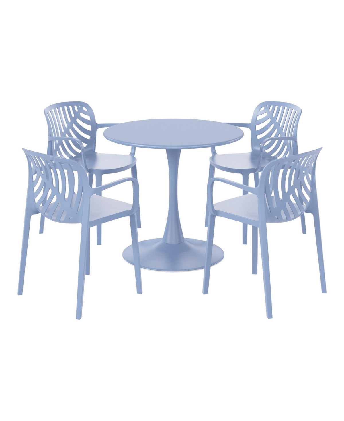 5-Piece Outdoor Indoor Metal Patio Dining Table Set With Stackable Arm Chairs