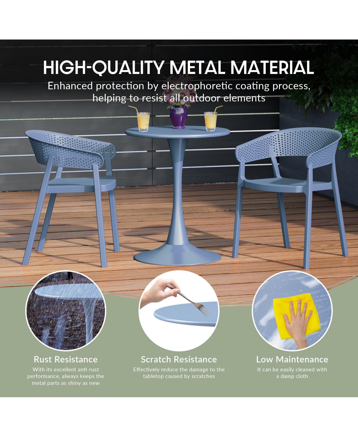 5-Piece Outdoor Indoor Metal Patio Dining Table Set With Stackable Arm Chairs
