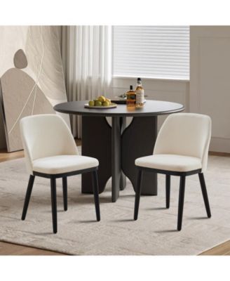 Set of 2 Modern Upholstered Dining Chairs, Thick Cushions And Solid Wood Legs Seating for Kitchen & Dining Room