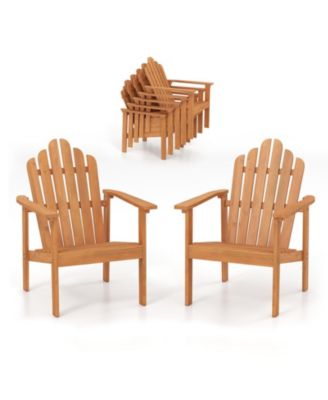 2-Pack Stackable Solid Acacia Wood Adirondack Chairs for Patio
