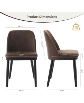 Set of 2 Upholstered Modern Dining Chairs, Thick Cushions And Solid Wood Legs Kitchen Seating