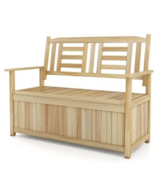 2-Person Outdoor Garden Bench with 49 Gal Storage Compartment and Backrest