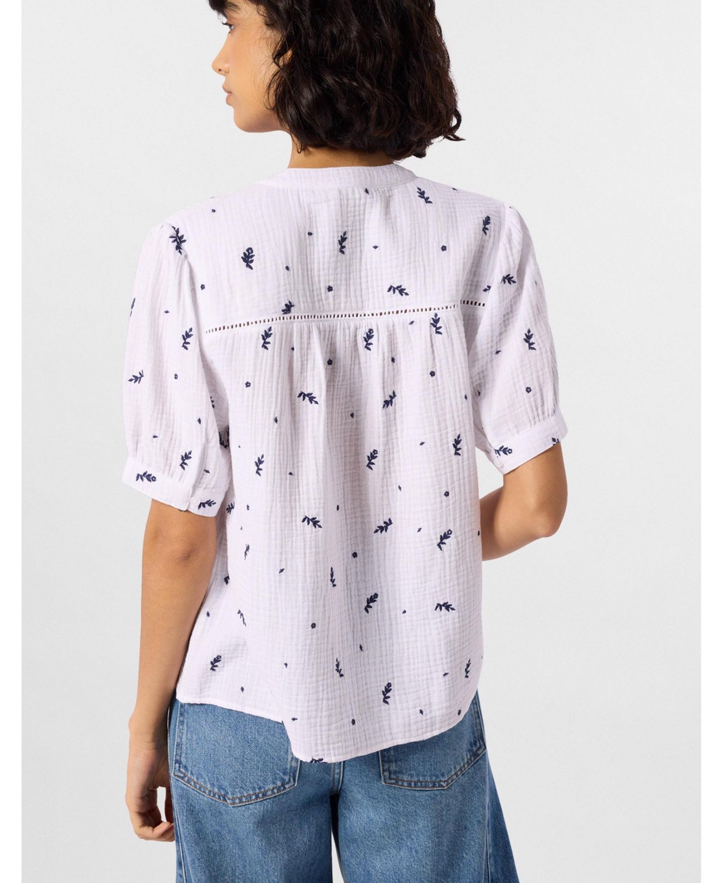 Женский топ Whistles Embroidered Cotton Frill, цвет: Слоновая кость / Разноцветный — фото 5