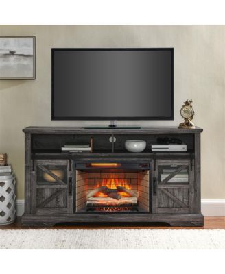 60 Inch TV Stand Electric Fireplace Entertainment Center with Sliding Door