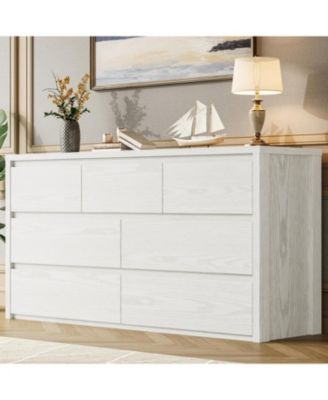 7 Drawer Dresser for Bedroom, Wide Modern Chest of Drawers, Large Wood Dresser Wooden Storage Organizer for Living Room