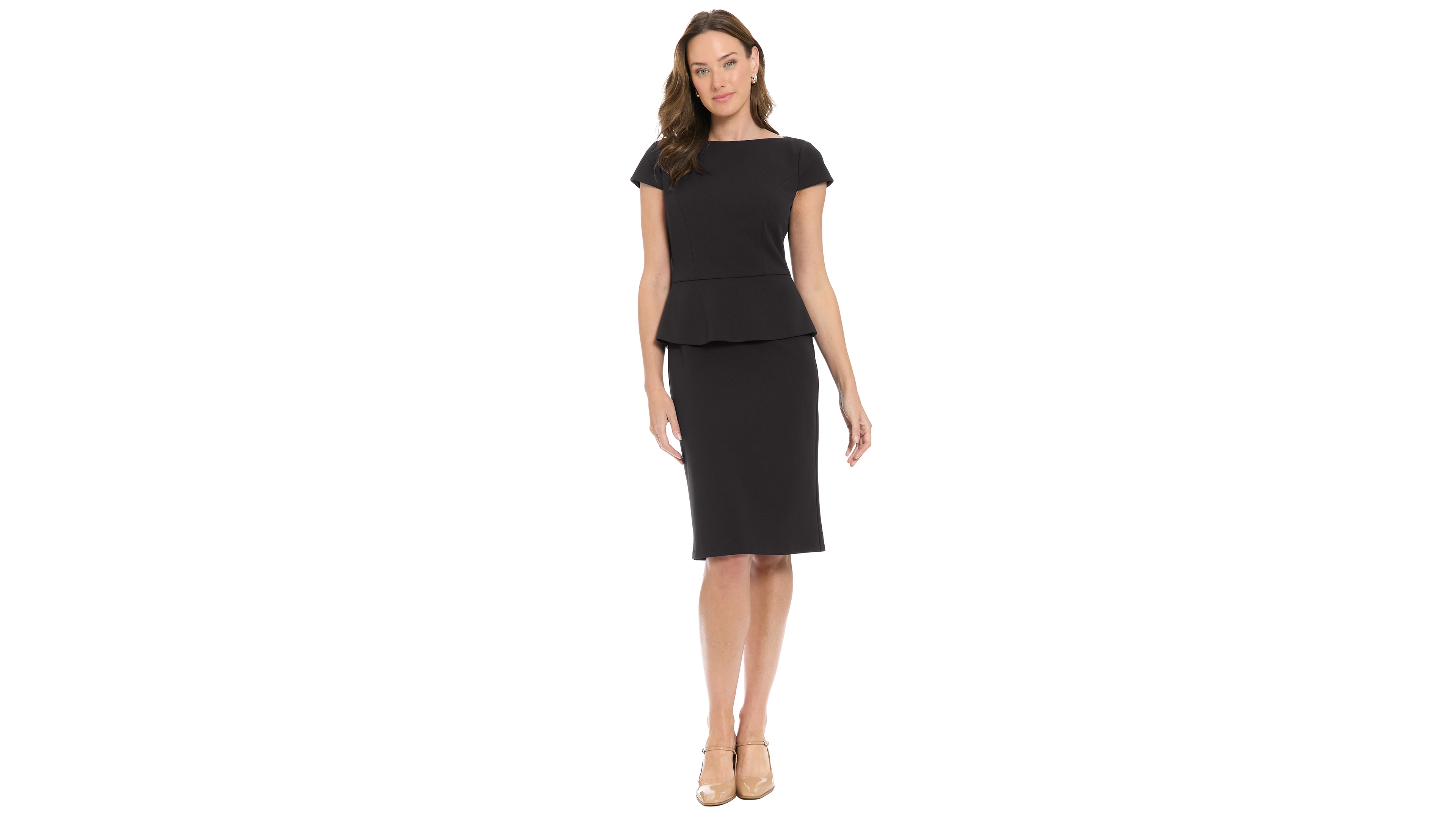 London Times Petite Boat Neck Sheath Dress