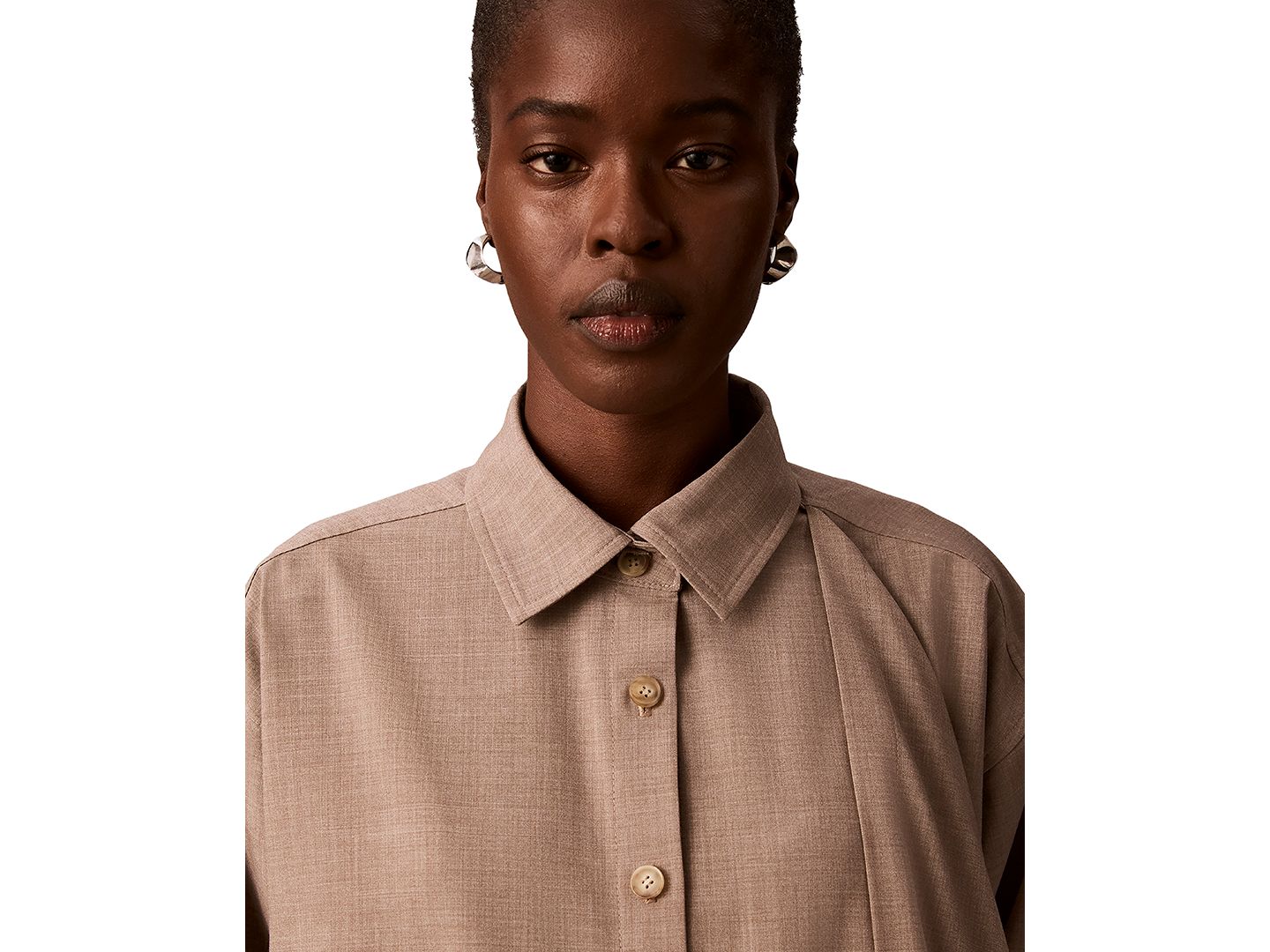 Женская блузка Calvin Klein Long-Sleeve Point-Collar Scarf-Draped Front Blouse, цвет: Железный меланжевый — фото 11