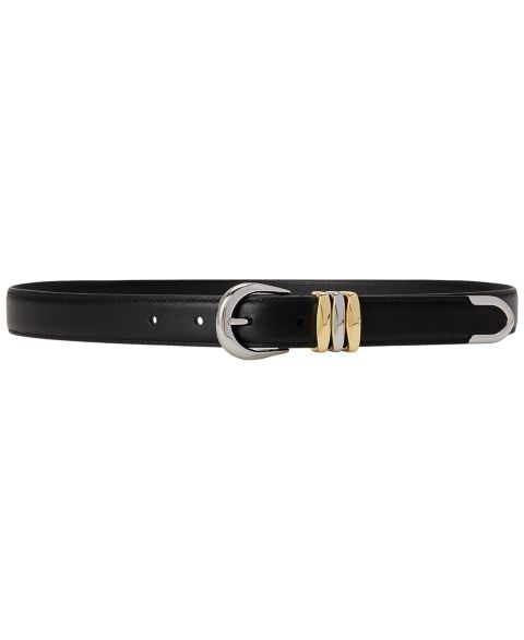 Женский ремень Lauren Ralph Lauren Logo Keeper Leather Skinny, цвет: Чёрный