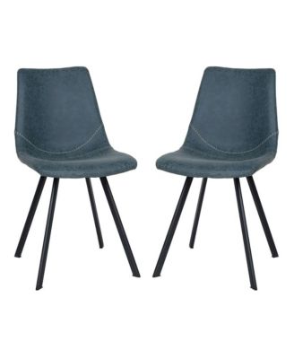 Markley Modern Leather Dining Chair With Metal Legs Set of 2